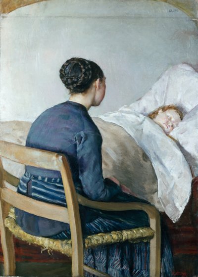 Mère au chevet de son enfant malade - Christian Krohg