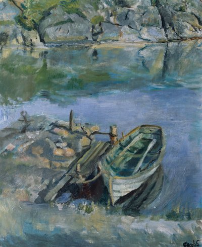 Barque à rames avec quai - Christian Krohg