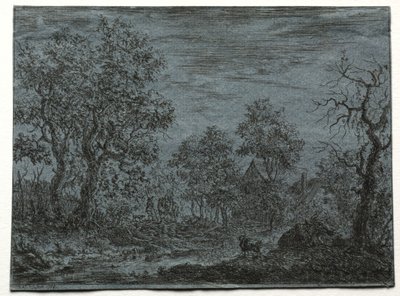 Une Petite Rivière au Premier Plan avec une Vache et une Chèvre - Christian Ludwig von Hagedorn