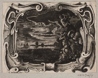 Emblème avec satyres rassemblés près d