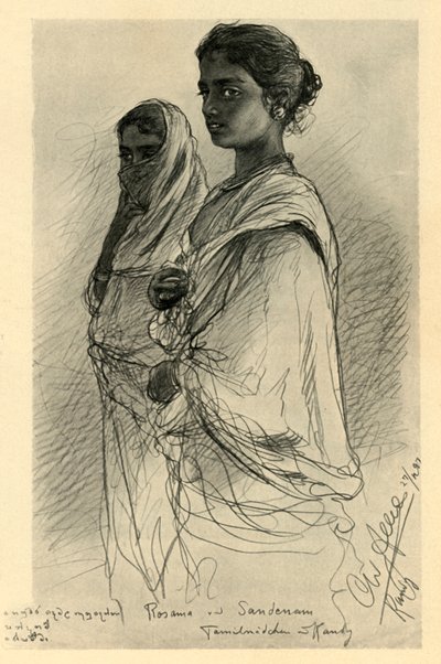 Rosama et Sandenam, filles tamoules, Kandy, Ceylan, 1898 - Christian Wilhelm Allers
