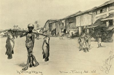 Scène de rue dans un village de pêcheurs, Mutwal, Ceylan - Christian Wilhelm Allers