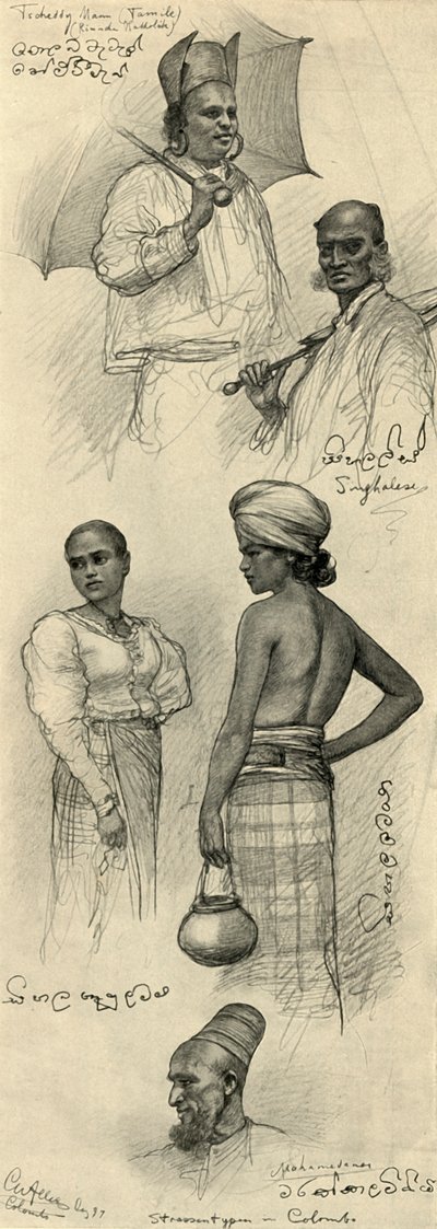 Études de personnes, Colombo, Ceylan, 1898 - Christian Wilhelm Allers