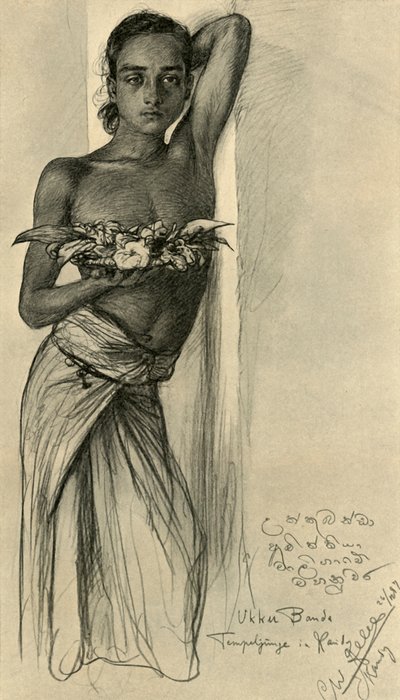 Ukku Banda, jeune homme dans un temple, Kandy, Ceylan - Christian Wilhelm Allers