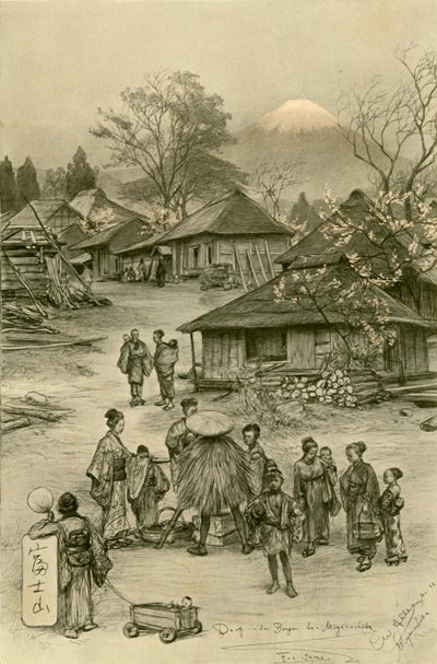 Village près du mont Fuji, Miyanoshita, Japon, 1898 - Christian Wilhelm Allers