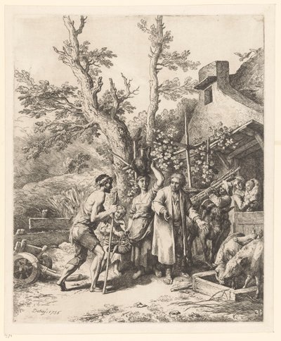 Parabole du fils prodigue ; le fils prodigue demande du travail à un fermier - Christian Wilhelm Ernst Dietrich
