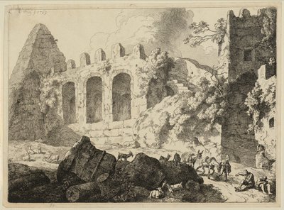 Grand paysage avec une pyramide - Christian Wilhelm Ernst Dietrich