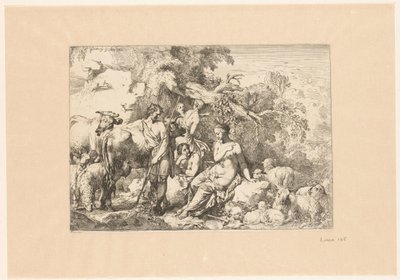 Berger avec troupeau et quatre muses - Christian Wilhelm Ernst Dietrich