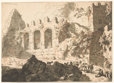 Paysage avec ruines et une pyramide - Christian Wilhelm Ernst Dietrich