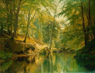 Paysage Fluvial Boisé avec des Personnages dans un Bateau, 1893 - Christian Zacho