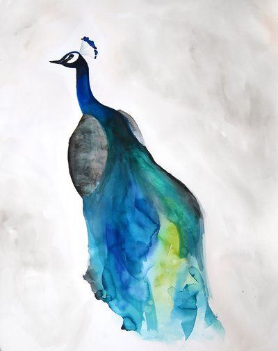 Élégant paon bleu - Christine Lindstrom