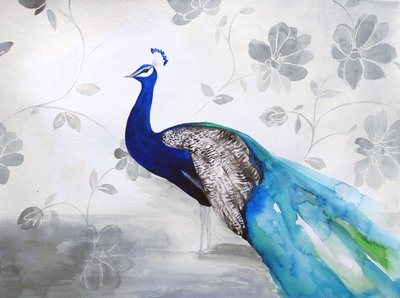 Élégant motif floral « Paon bleu » - Christine Lindstrom