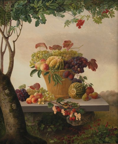 Un panier de fruits dans un paysage - Christine Løvmand