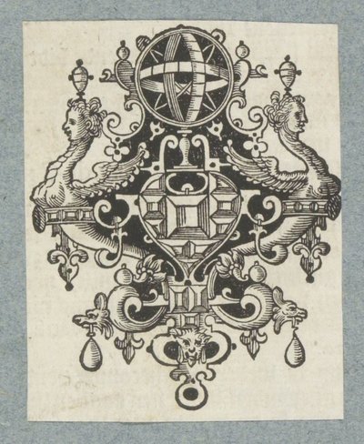 Ornement avec pierres précieuses et globe céleste - Christoffel van Sichem (II) (possibly)