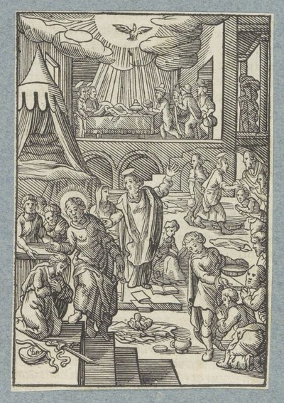 Apôtres baptisant de nouveaux croyants à Jérusalem - Christoffel van Sichem (II)