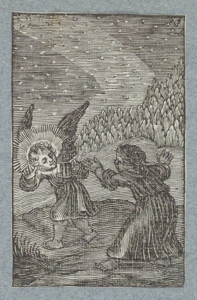 Ange avec une lanterne montrant le chemin à un enfant - Christoffel van Sichem (II)