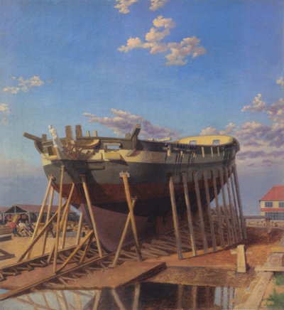 Une corvette sur la cale de lancement. - Christoffer Wilhelm Eckersberg