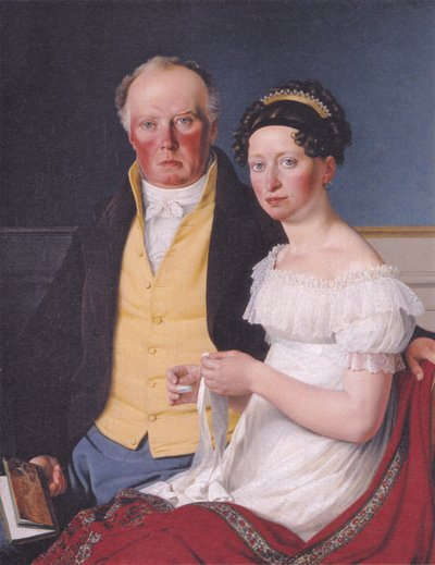 Danois :  Greve Preben Bille-Brahe og hans anden hustru Johanne Caroline, født Falbe Double portrait du comte Preben Bille-Brahe et de sa seconde épouse, Johanne Caroline, née Falbe - Christoffer Wilhelm Eckersberg