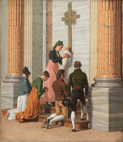 Dévotion à la Porte Sainte de la Basilique Saint-Pierre, vers 1814 - Christoffer Wilhelm Eckersberg