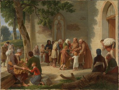 Vicelin distribuant du pain aux pauvres - Christoffer Wilhelm Eckersberg