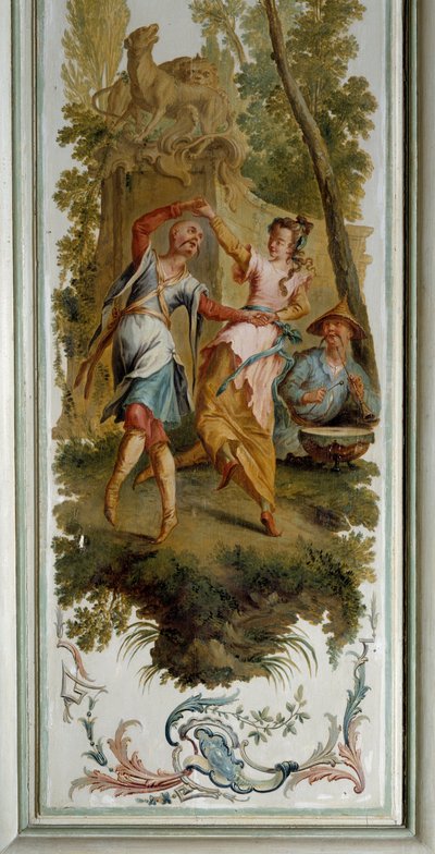 Chinoiserie : Scène de danse, panneau du grand salon du château de Champs-sur-Marne - Christophe Huet