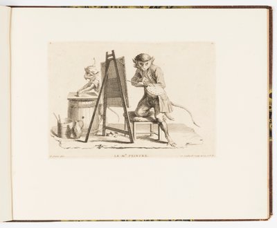 Planche 11, Le Maître Peintre, Singeries ou différentes actions de la vie humaine représentées par des singes - Christophe Huet