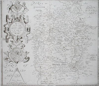 Carte du Wiltshire, gravée par William Web, publiée en 1645 - Christopher (after) Saxton