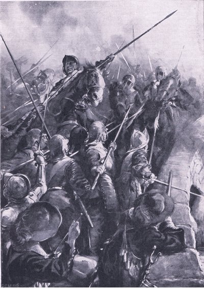 Bataille de Preston 17 août 1648 : À la poussée de la pique, ils furent battus du pont, illustration de 