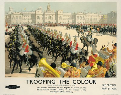 Défilé de la Couleur, affiche publicitaire pour les chemins de fer britanniques, vers 1950 - Christopher Clark