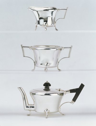 Service à thé en trois pièces, conçu en 1878, fabriqué par Hukin & Heath - Christopher Dresser