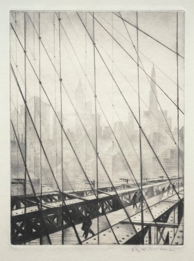 Regardant à travers le pont de Brooklyn - Christopher Richard Wynne Nevinson