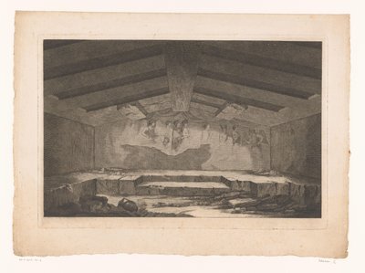 Chambre funéraire étrusque à Tarquinia avec une fresque murale d