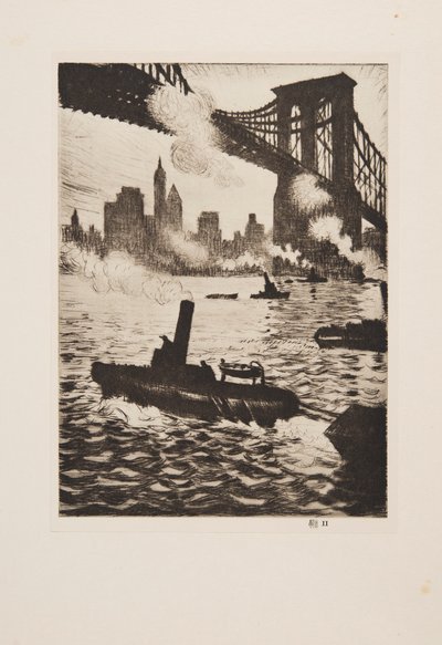 Sous le pont de Brooklyn, pub 1921 - Christopher Richard Wynne Nevinson