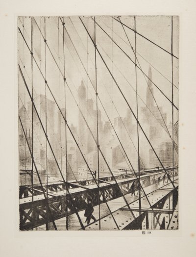 Regard à travers le pont de Brooklyn, pub.1921 - Christopher Richard Wynne Nevinson