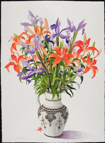 Fleurs dans un pichet noir et blanc - Christopher Ryland