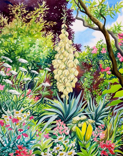 Jardin avec yucca en fleurs - Christopher Ryland