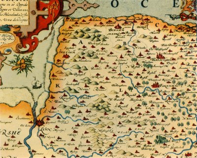 Carte de Norfolk de Saxton, 1574 - Christopher Saxton