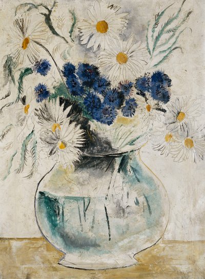 Marguerites et Bleuets dans un Bol en Verre - Christopher Wood