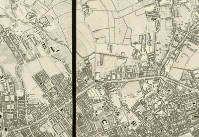 (détail) de la zone autour de Pentonville, de la carte de Londres, d