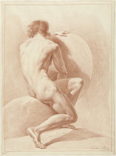 Homme nu assis, vu de dos - Chrétien Dubois