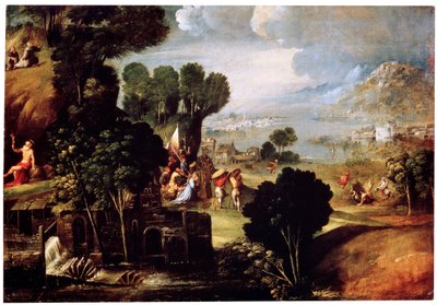 Paysage avec scènes de la vie des saints, vers 1530 - Circle of Dosso Dossi