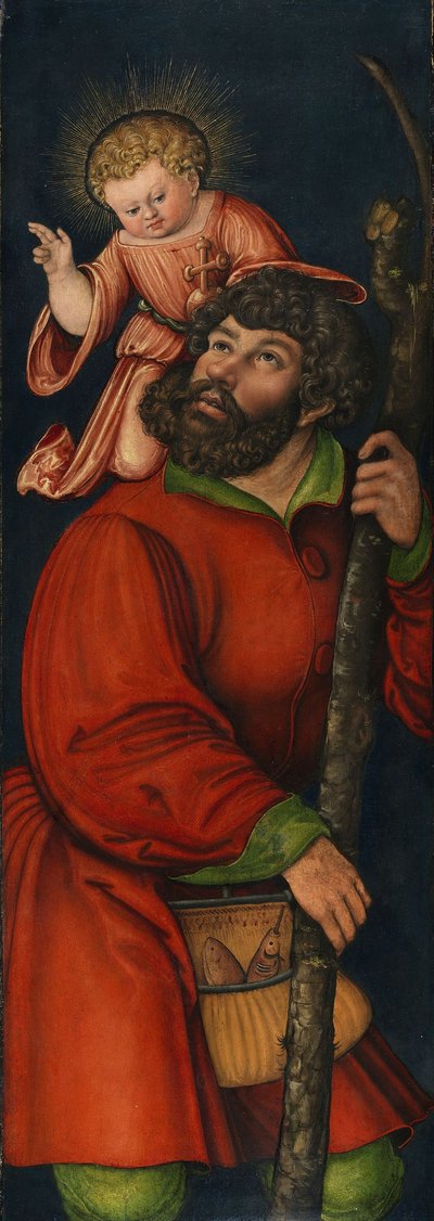 Allemand : Der heilige Christophorus Saint Christopher - Circle of Lucas Cranach the Elder