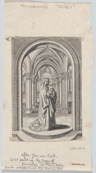 Vierge et Enfant dans une église, également connue sous le nom de Vierge de Van Maelbeke, 1575-1585 - Circle of the Brothers Wierix.