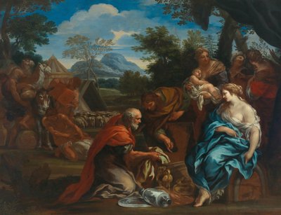 Laban cherche les images des dieux, cachées par Rachel, 1670s - Ciro Ferri