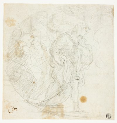 Scène biblique non identifiée (recto) ; Croquis (verso) - Ciro Ferri