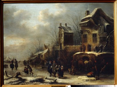 Patinoire sur une rivière - Claes  Molenaer