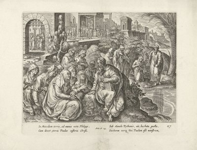Paul convertit les femmes de Philippes (Handelingen van de apostelen) - Claes Jansz. Visscher (II) (attributed to workshop of)