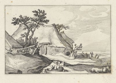 Ferme et berger avec moutons et chèvre (série Landschappen met boerderijen) - Claes Jansz. Visscher (II)