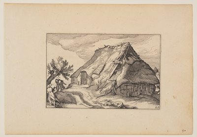 Une grange, de Paysages (Verscheyden aerdige Lanthuysen...) - Claes Jansz. Visscher