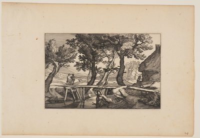 Un pont en bois, extrait de Paysages - Claes Jansz. Visscher